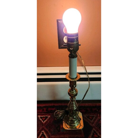 Baldwin Solid Brass Table Lamp Classic Traditional Colonial Candlestick Light 21 - Picture 3 of 10